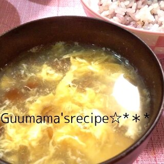 自然なトロミ♡なめこと卵の簡単中華スープ